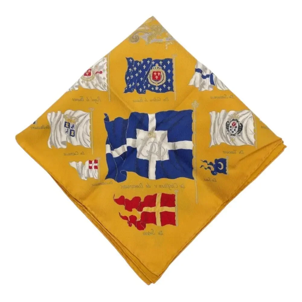 Hermes Carré 45cm 16” Square PAVOIS Silk Scarf Yellow x Multicolor W/Box - Picture 6 of 16